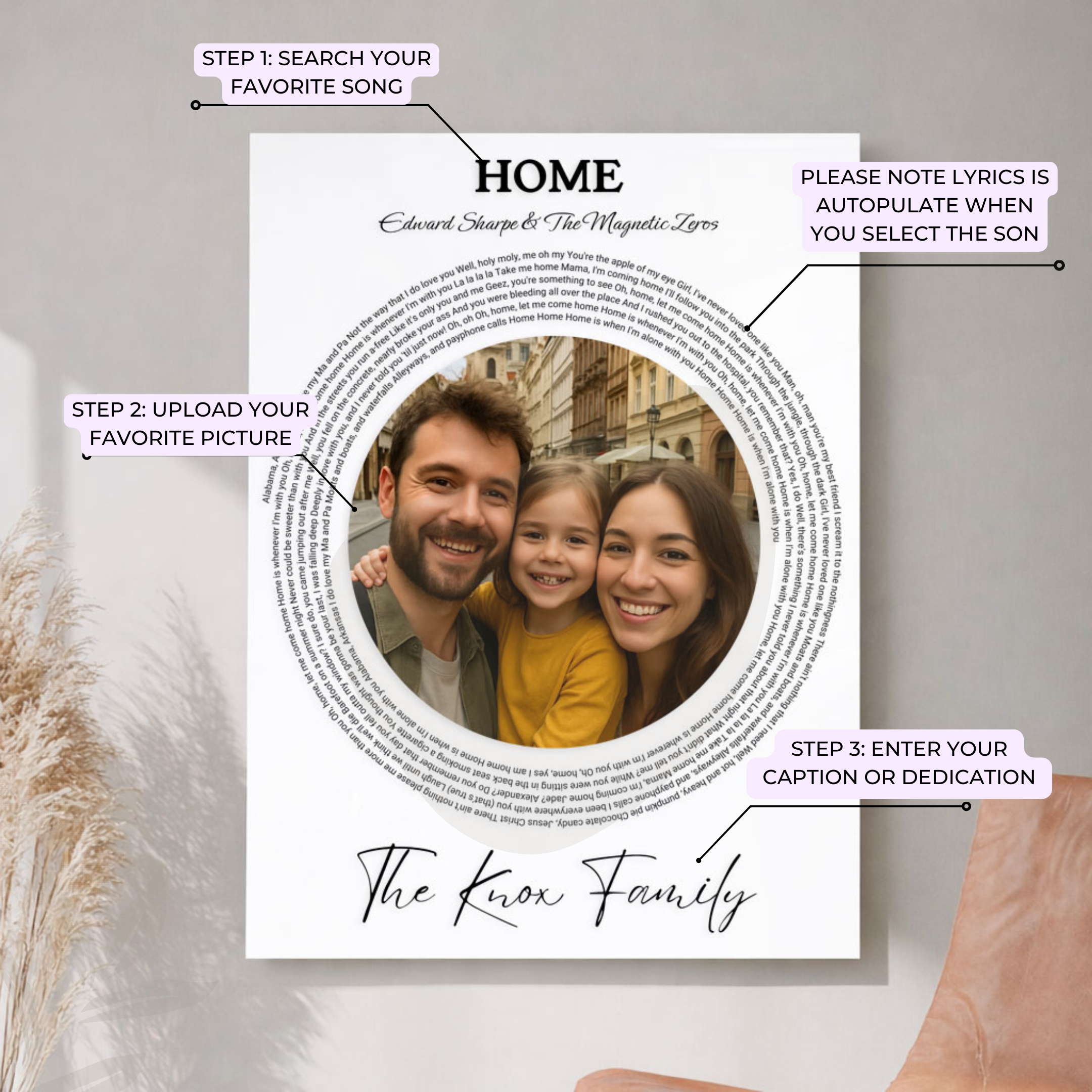 Custom song plaque with couple photo on premium acrylic frame