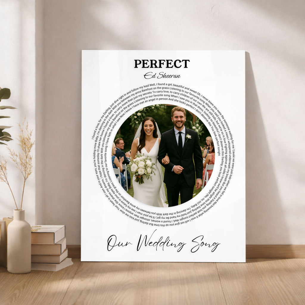 White acrylic custom music plaque with personalized photo